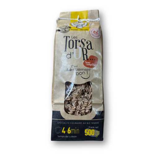 Pâtes sèches artisanales semi complète "Les torsa d'or" - 500 g